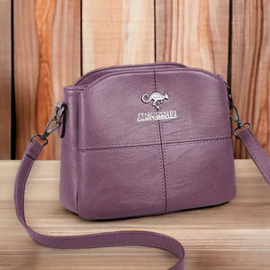 Kangaroo Soft Vegan Leather Crossbody Handbag - Purple